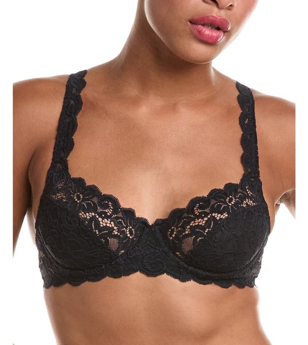 Hanro Luxury Moments Underwire Bra 34B Black Lace Romantic Coquette